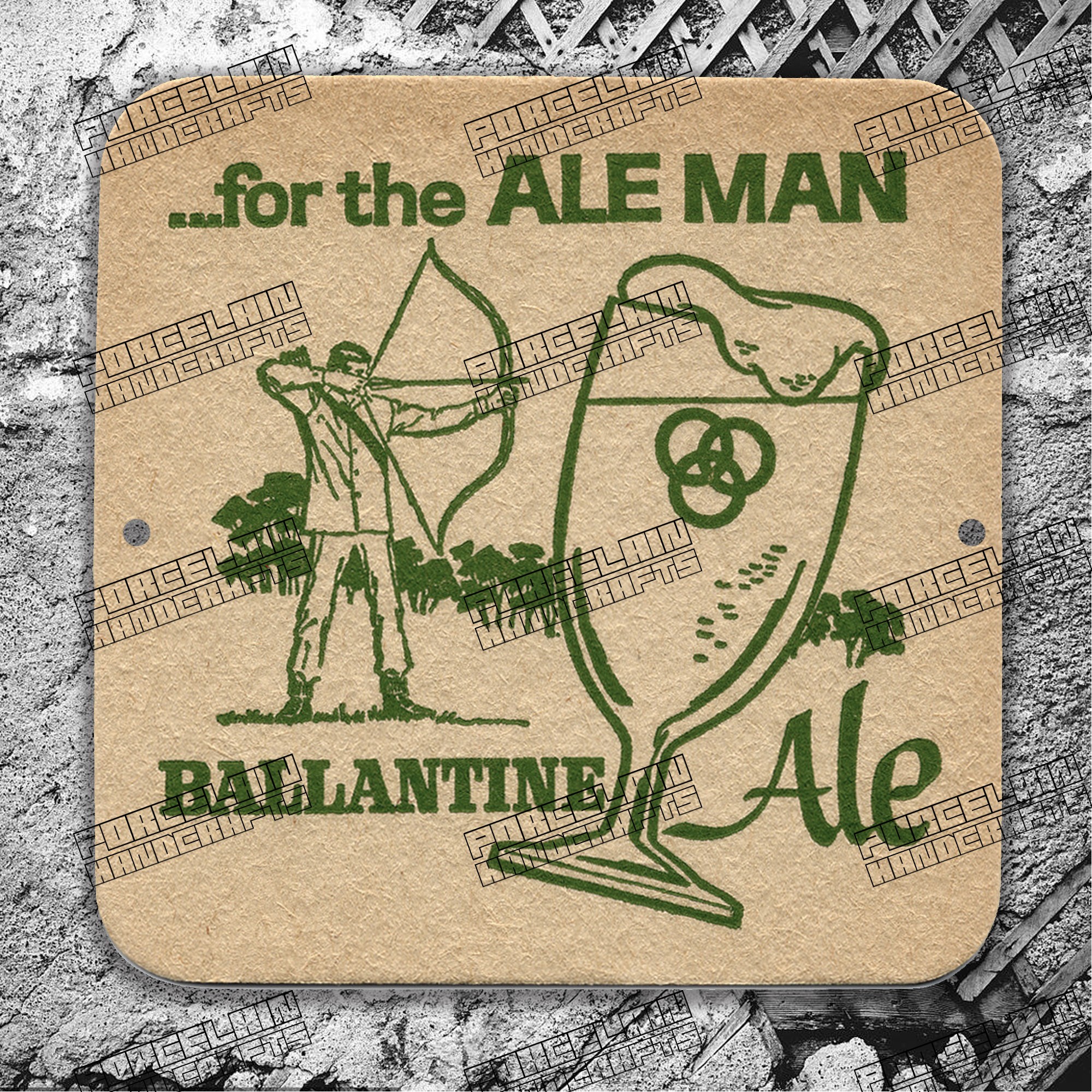 OTHER PAPER STYLE ALE MAN BALLANTINE ARCHERY PORCELAIN SIGN