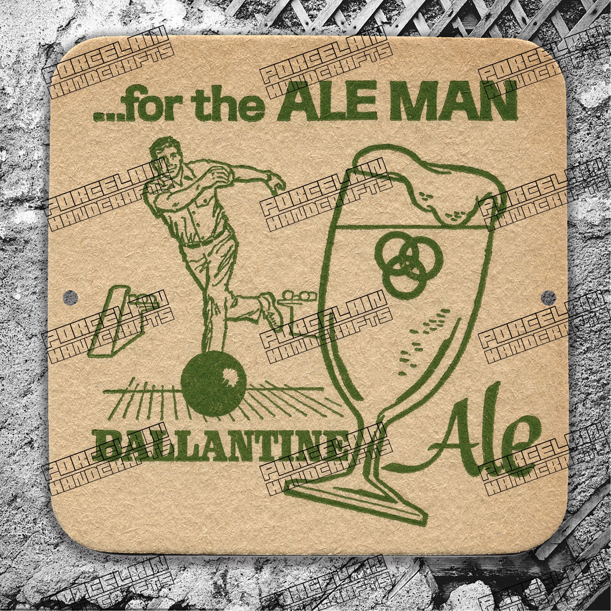 OTHER PAPER STYLE ALE MAN BALLANTINE BOWLING PORCELAIN SIGN