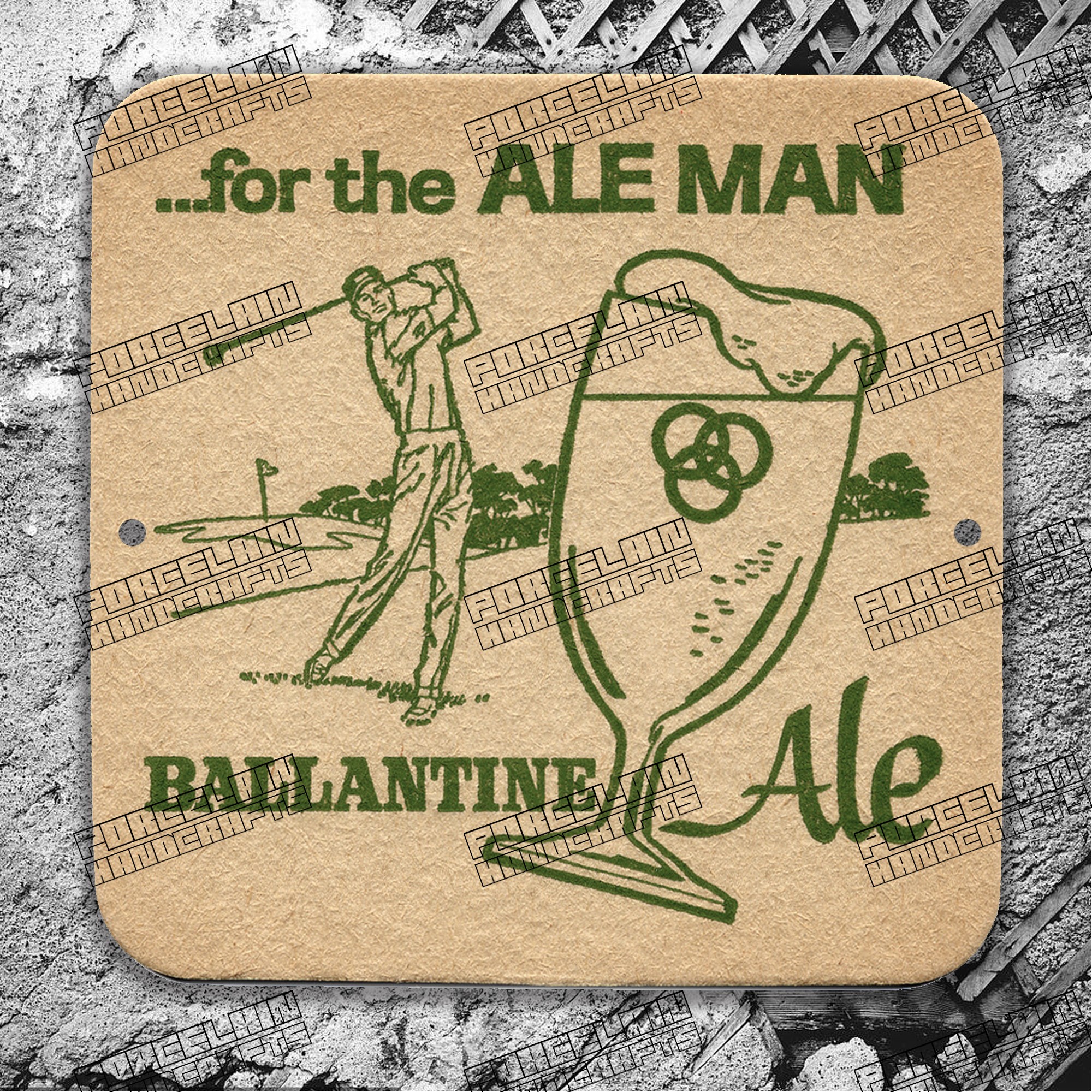 OTHER PAPER STYLE ALE MAN BALLANTINE GOLF PORCELAIN SIGN