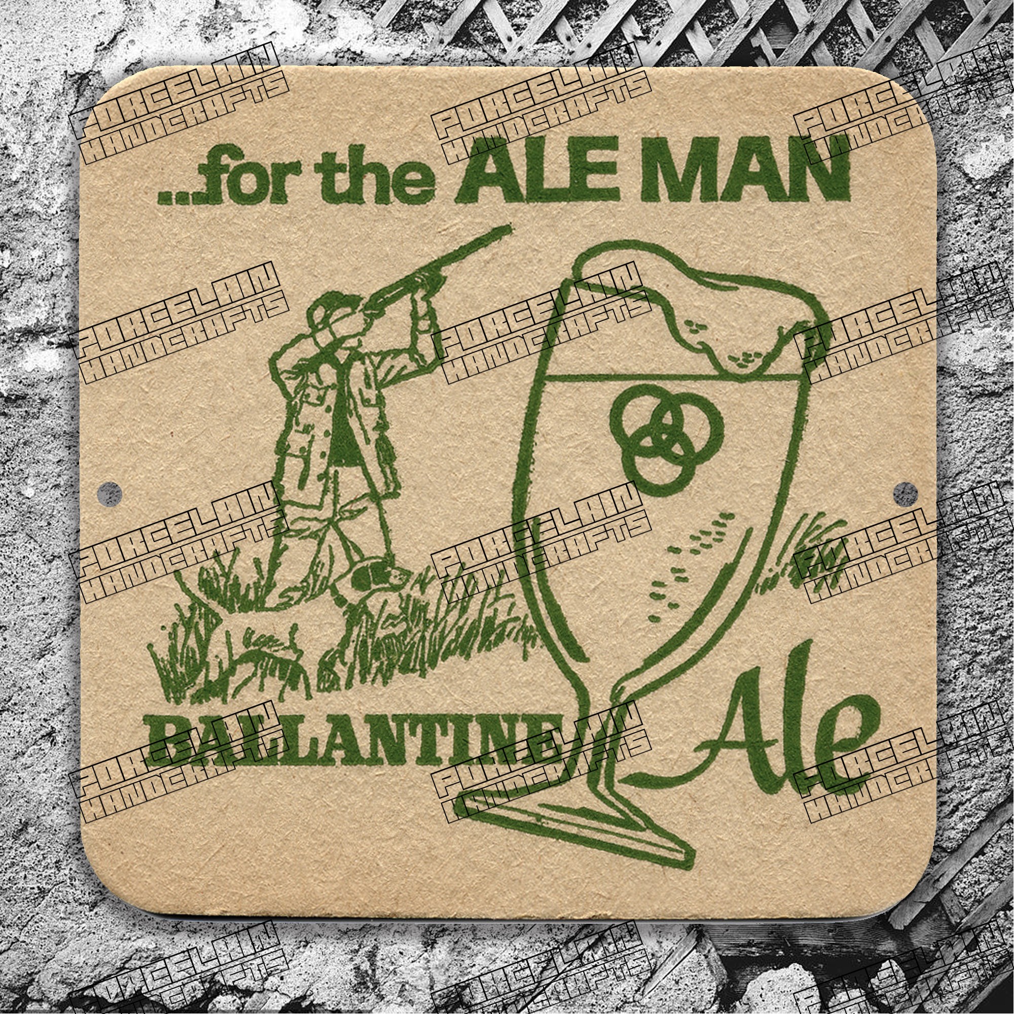 OTHER PAPER STYLE ALE MAN BALLANTINE HUNTING PORCELAIN SIGN