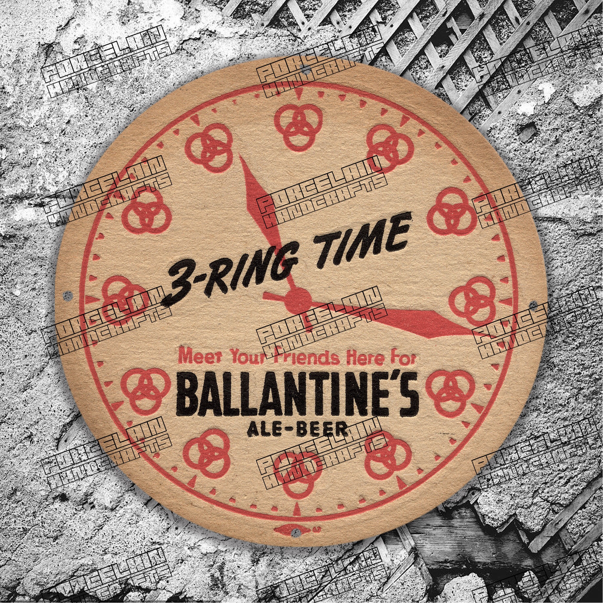 OTHER PAPER STYLE 3 RING TIME DRINK BALLANTINE'S PORCELAIN SIGN