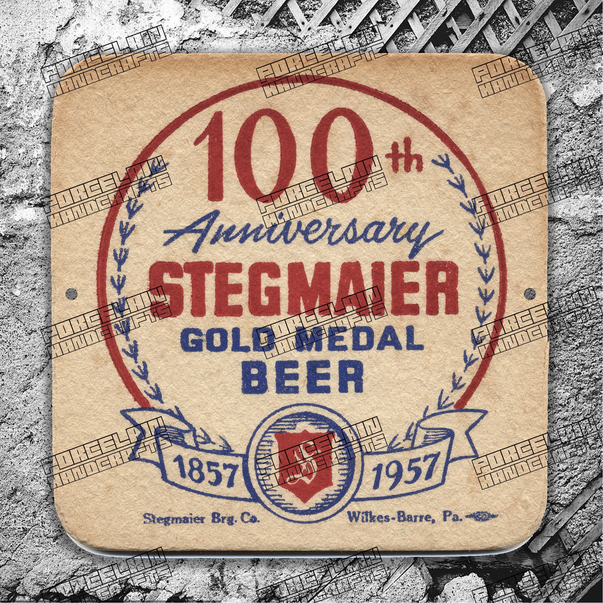 OTHER PAPER STYLE 100TH STEGMAIER GOLD MEDAL BEER PORCELAIN SIGN