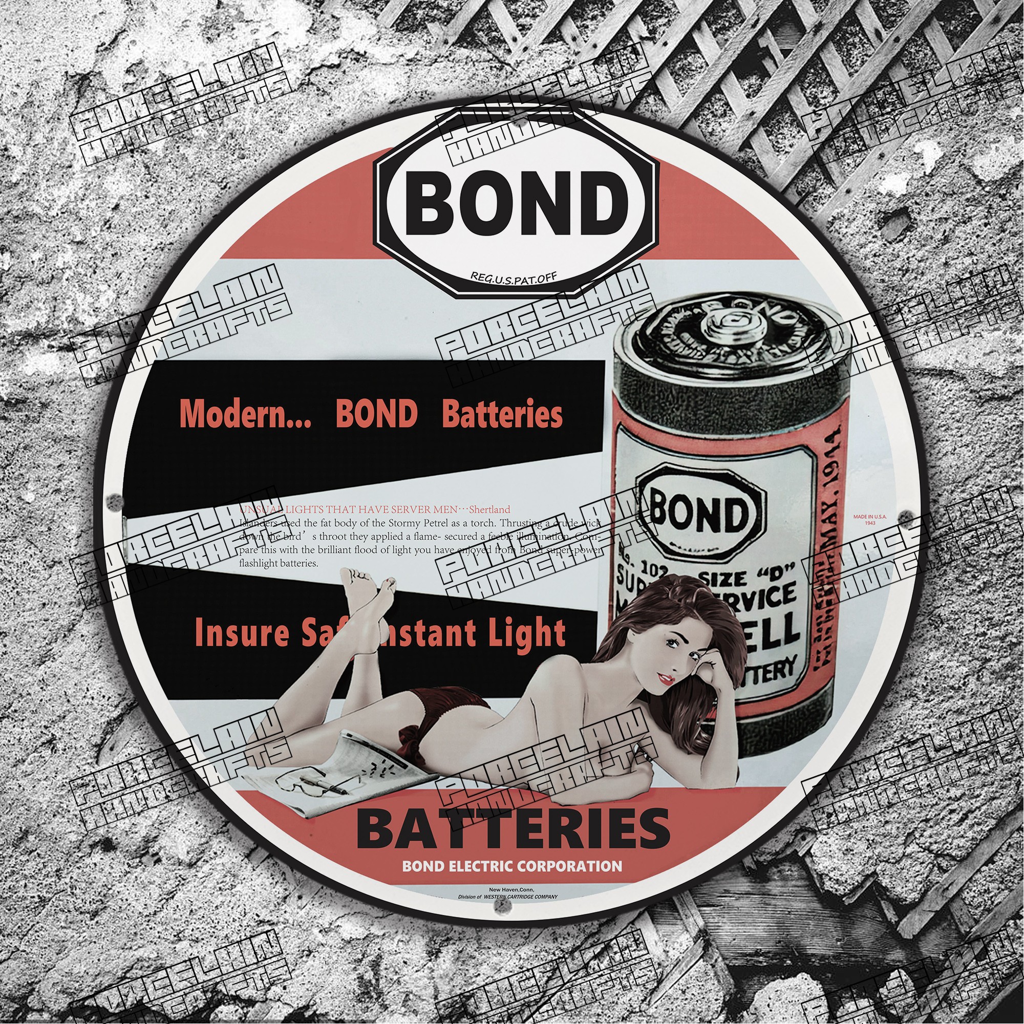 PINUP BOND BATTERIES MODERN BATTERIES PORCELAIN SIGN