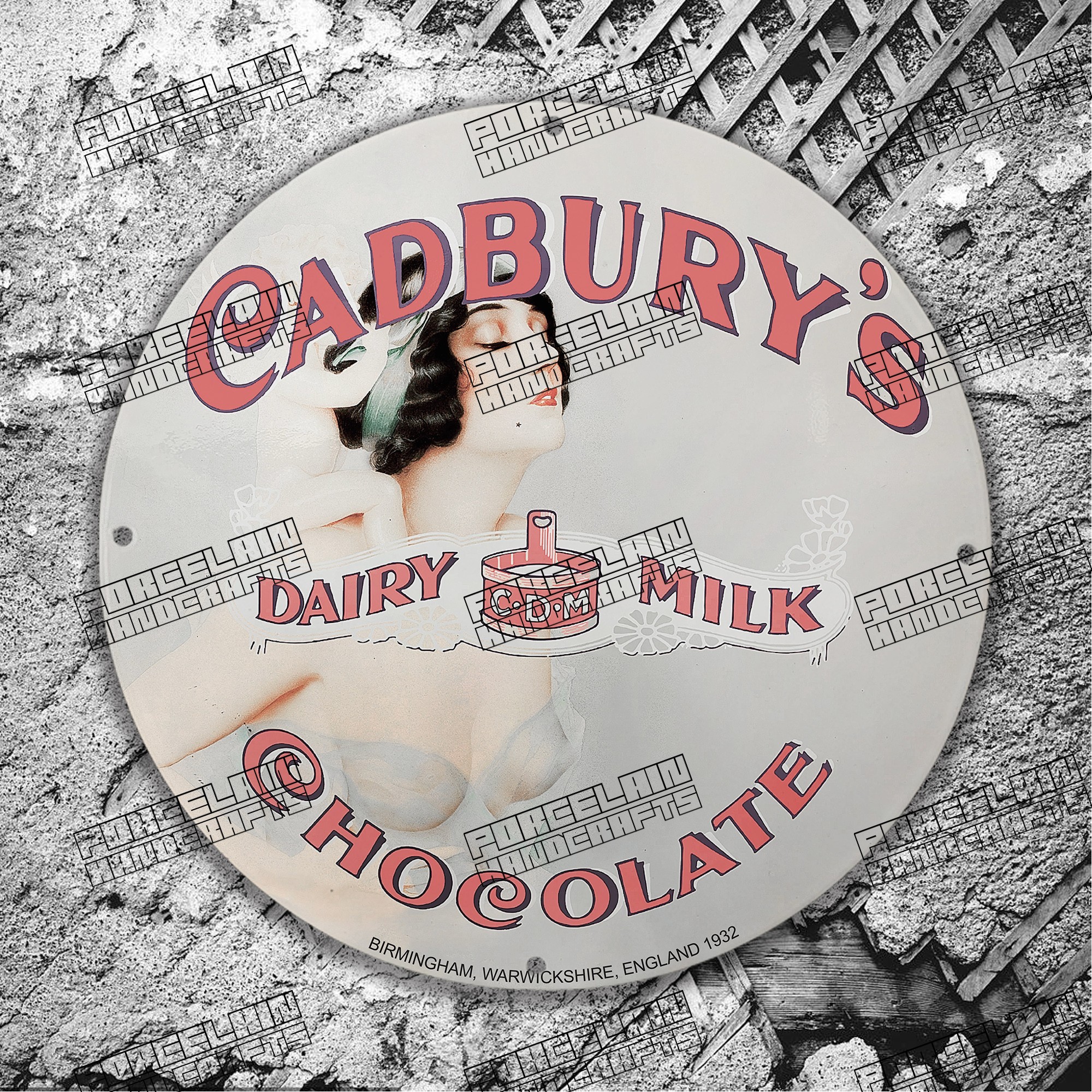 PINUP DAIRY CDM MILK CHOCOLATE PORCELAIN SIGN