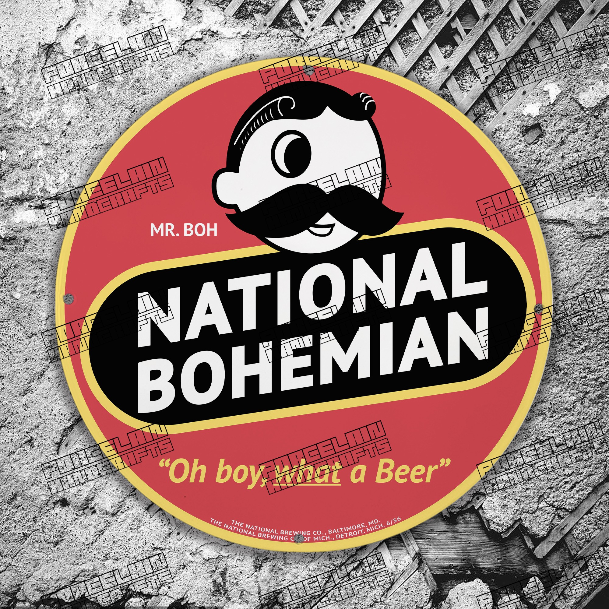 VINTAGE MR.BOH NATIONAL BOHEMIAN PORCELAIN SIGN