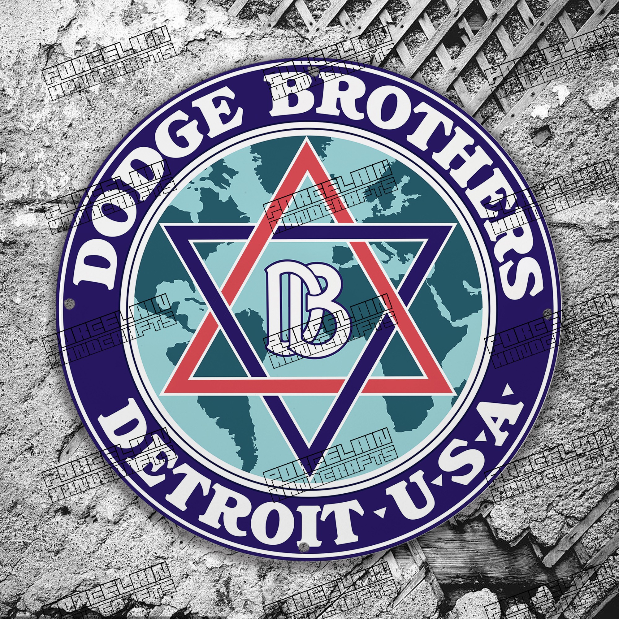 VINTAGE DODGE BROTHERS DETROIT U.S.A. PORCELAIN SIGN