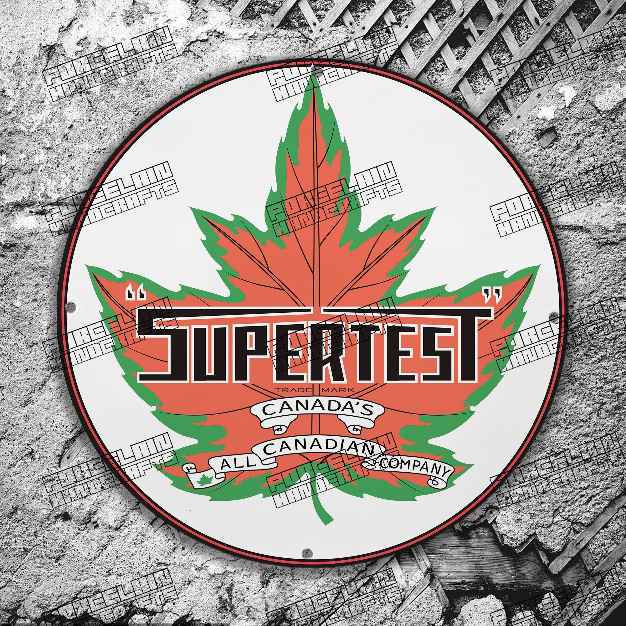 VINTAGE CANADA'S SUPERTEST LEAF PORCELAIN SIGN