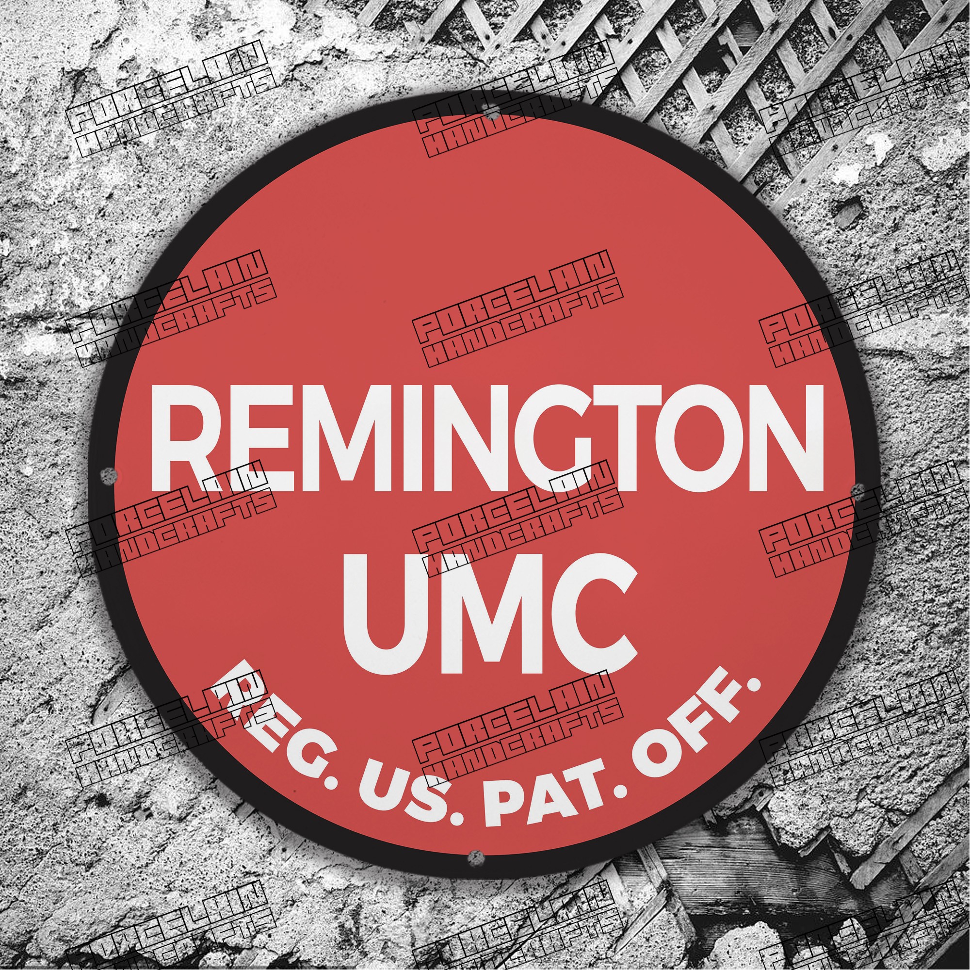 VINTAGE REMINGTON UMC REG.US.PAT.OFF.  PORCELAIN SIGN