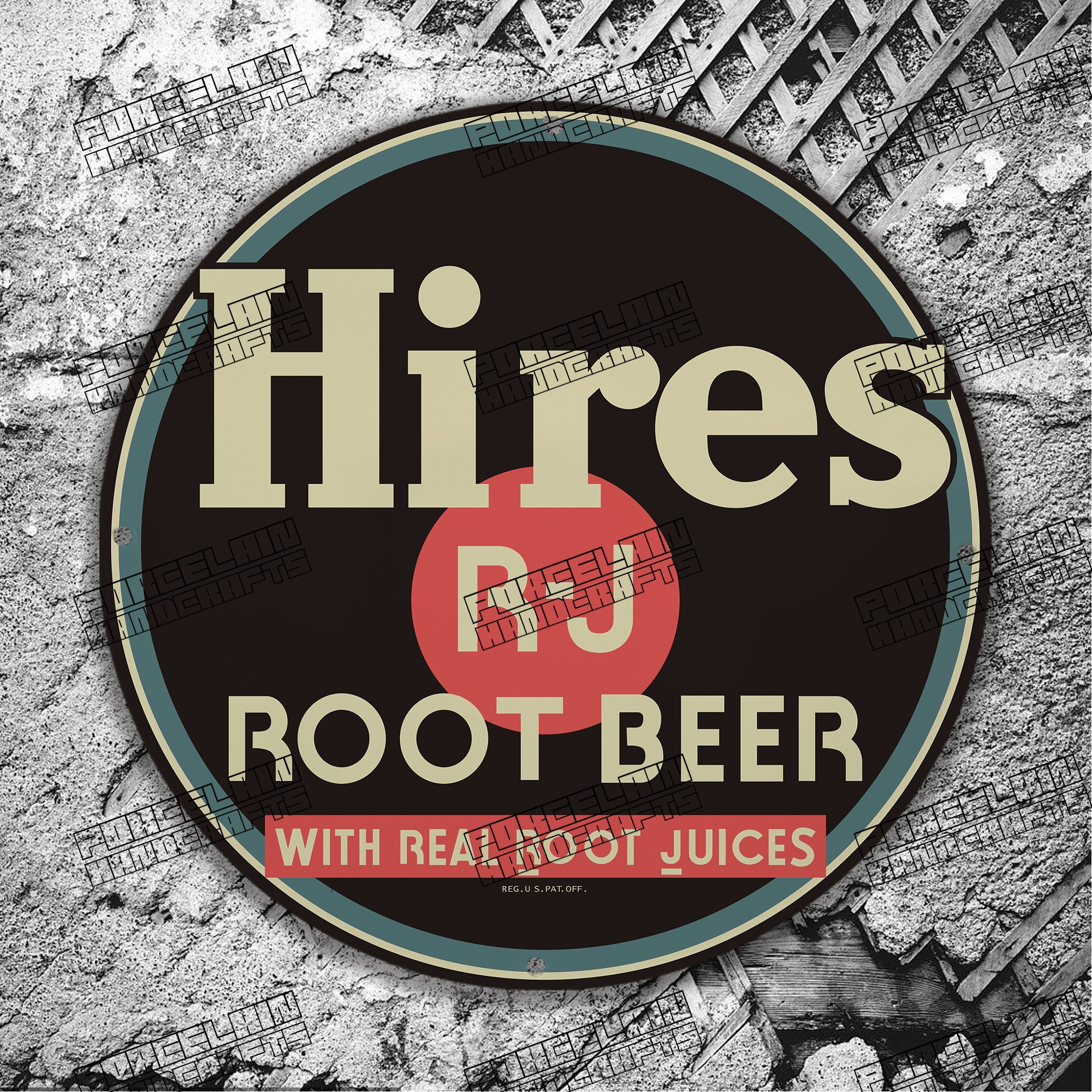 VINTAGE HIRES RJ ROOT BEER JUICES PORCELAIN SIGN