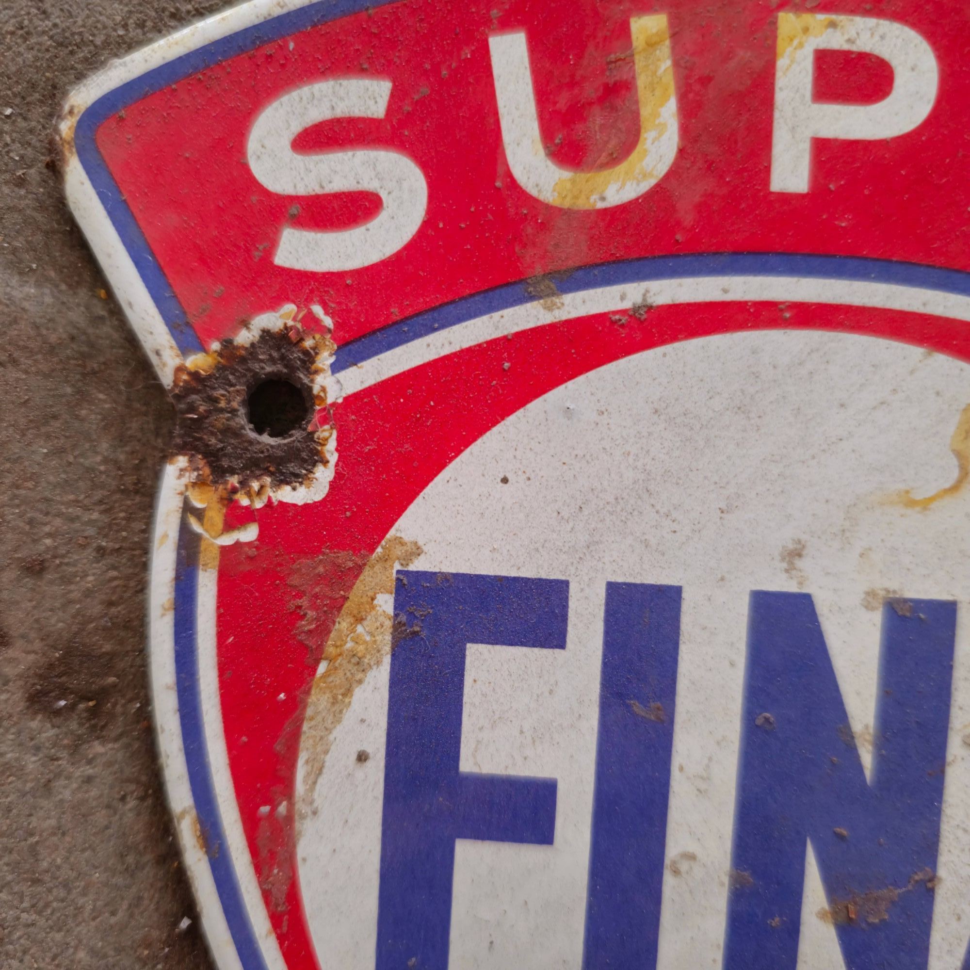 DIE CUT SUPER FINA ALKYL-GAS PORCELAIN SIGN