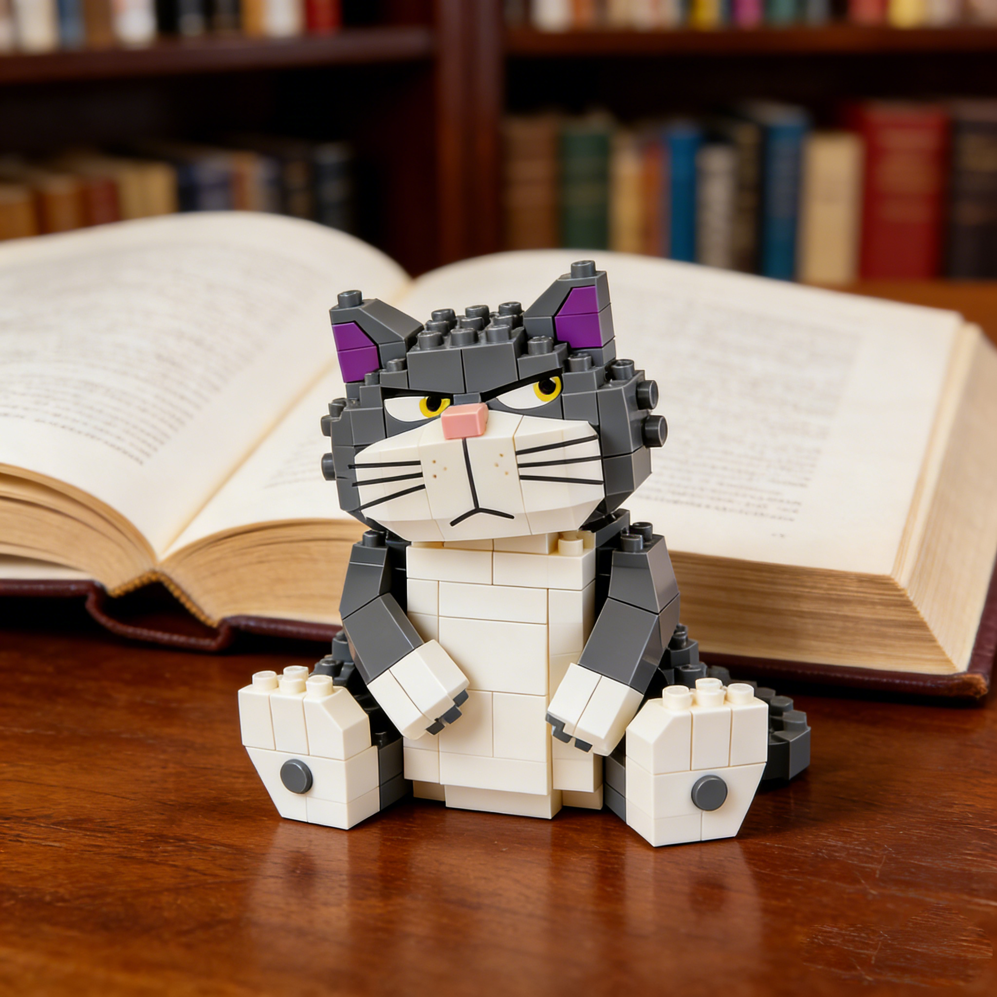 Grumpy Desk Cat – Brick-Built Companion😾