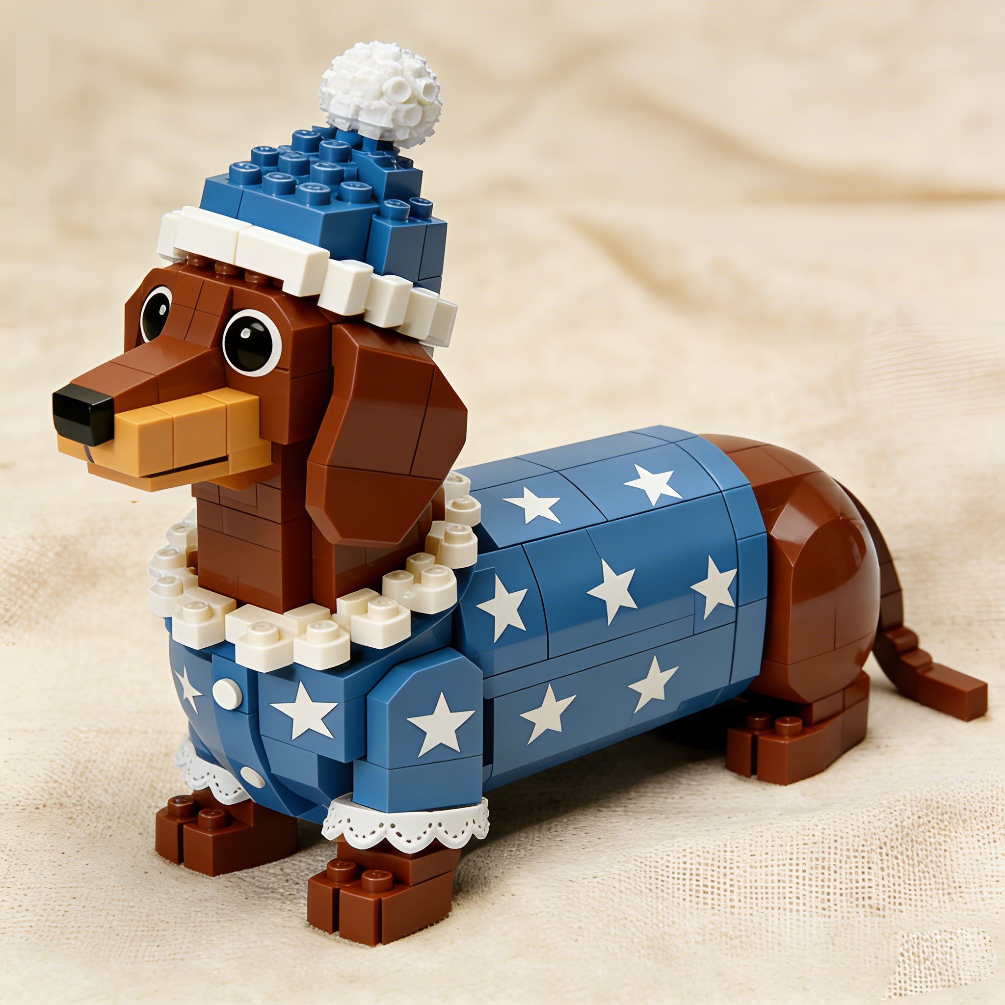 🐶Starry Pajama Dachshund | Cozy Nighttime Building Companion