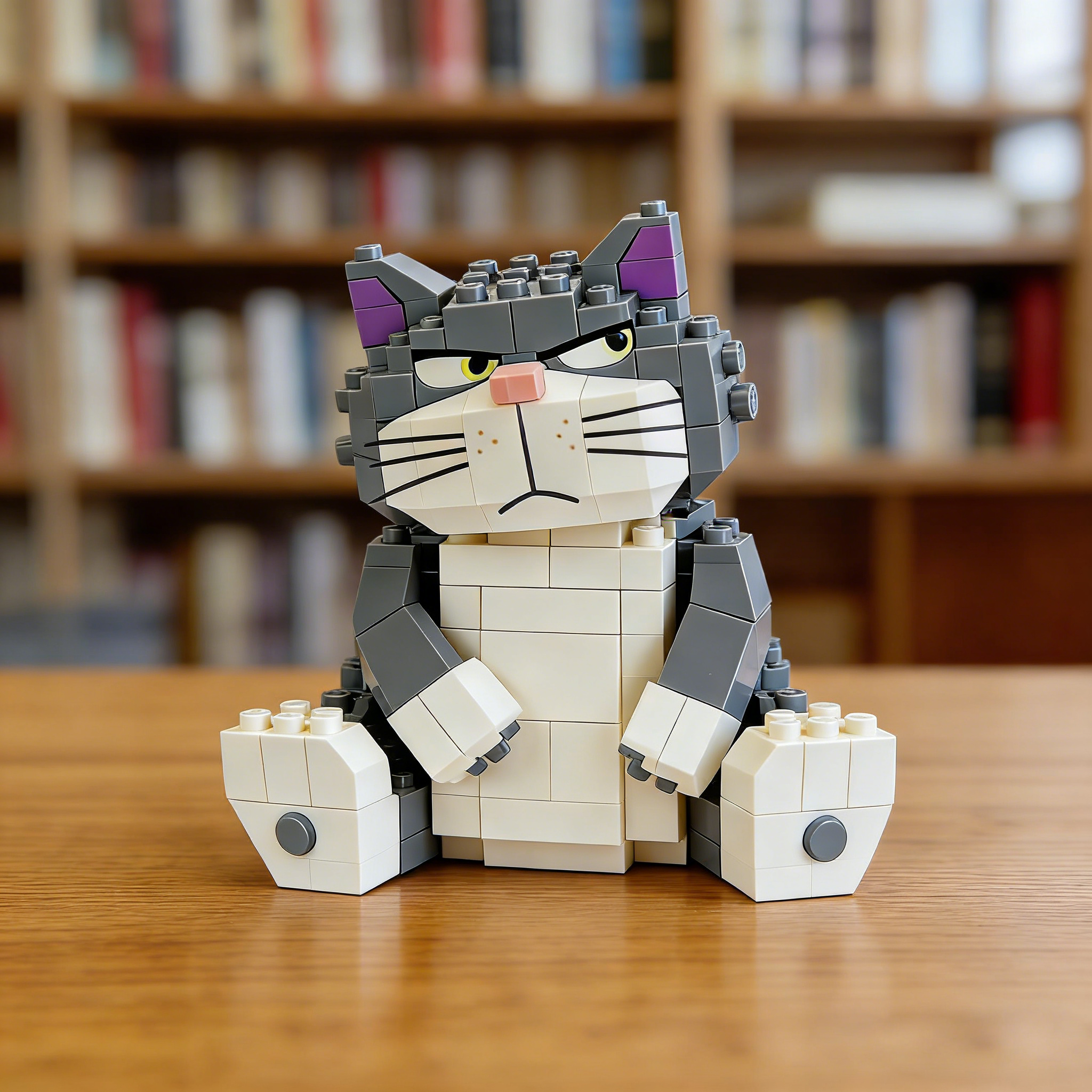 Grumpy Desk Cat – Brick-Built Companion😾