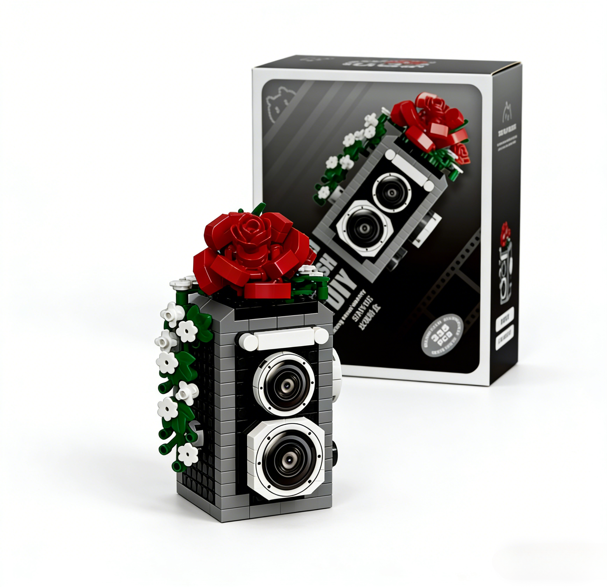 🌹📷Rose Camera Building Block Set – Mirror Bloom Series