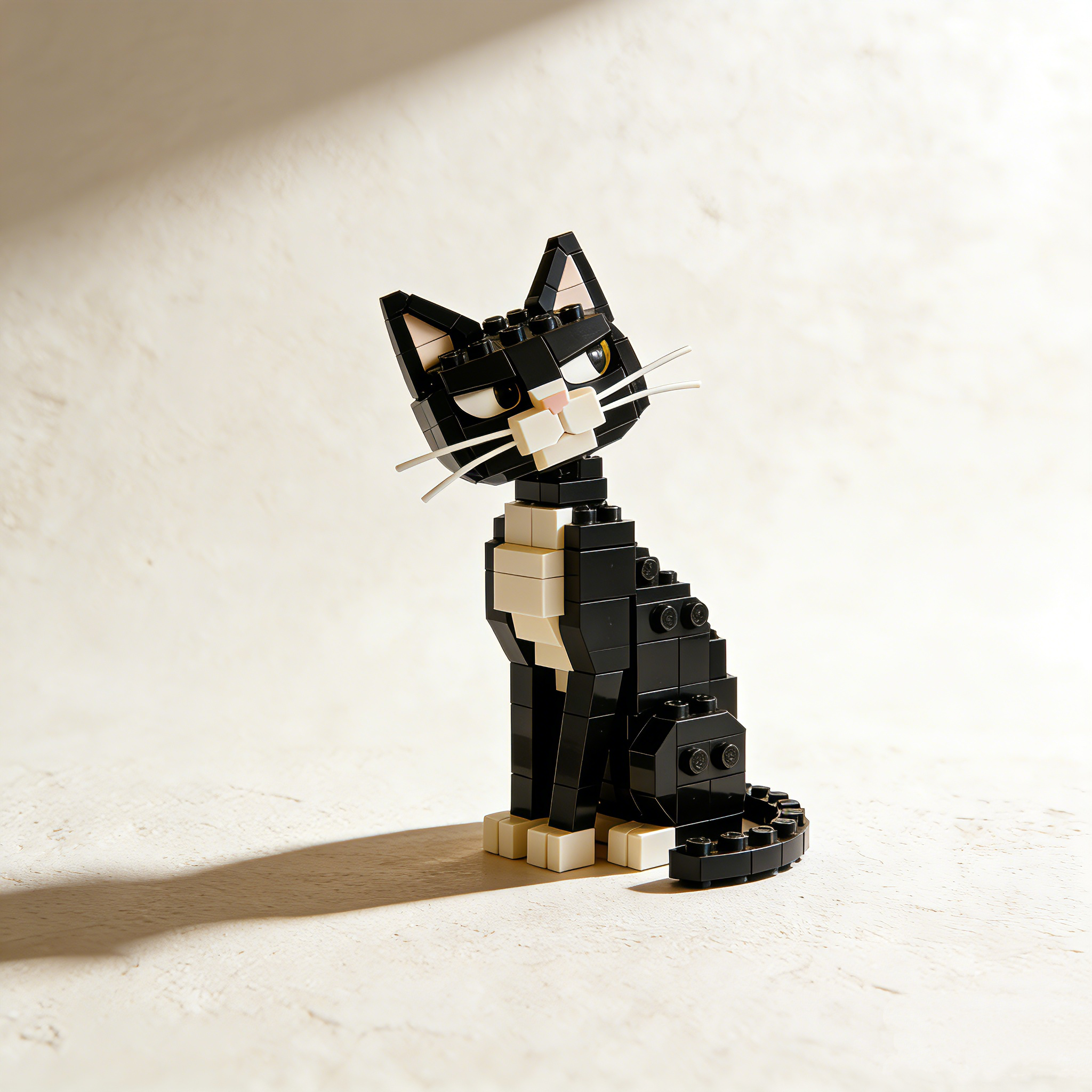 Cool black and white cat building blocks