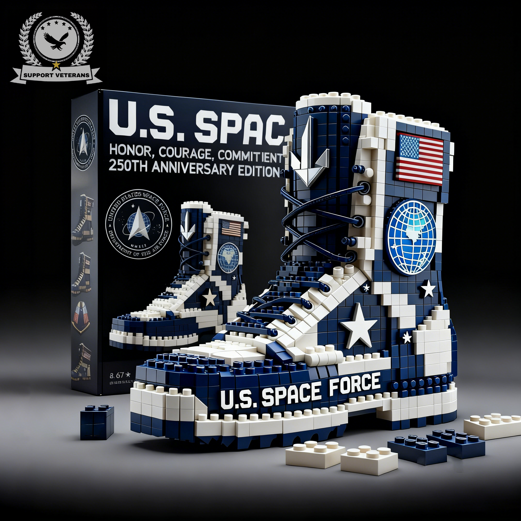 U.S. Military 250th Anniversary Commemorative Building Blocks - 100% Made in the USA