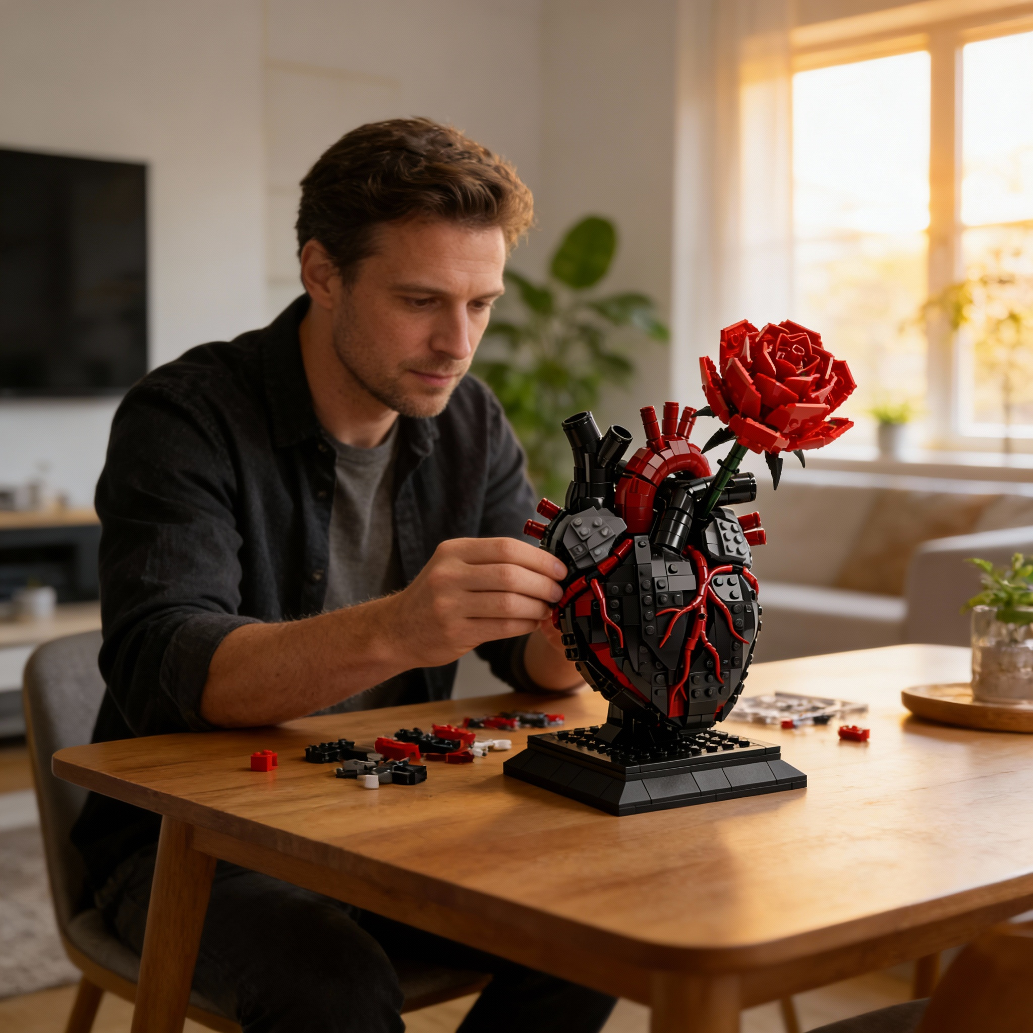 🌹My Heart Is Still Yours –❤Gothic Flaming Heart Rose Gift Brick Set