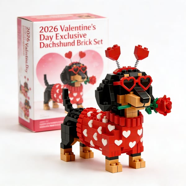 💖 Valentine’s Day Exclusive Dachshund Brick Set 🐕