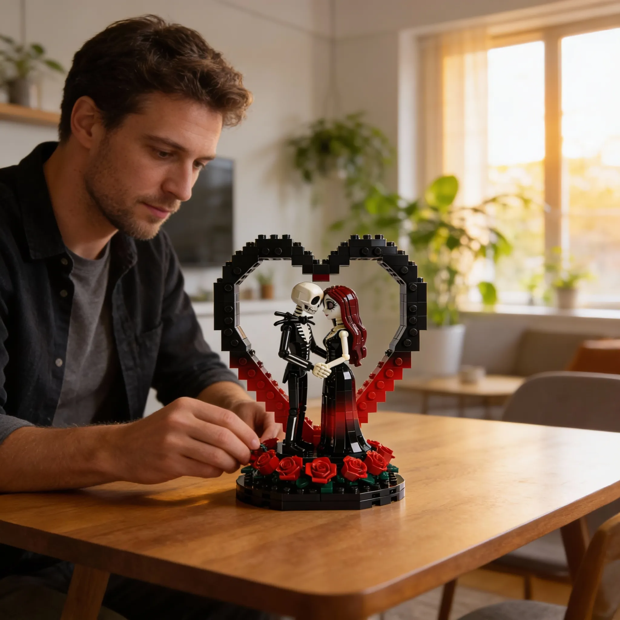 🖤 Jack & Sally Skull Couple Heart - Premium Collector’s Build Kit