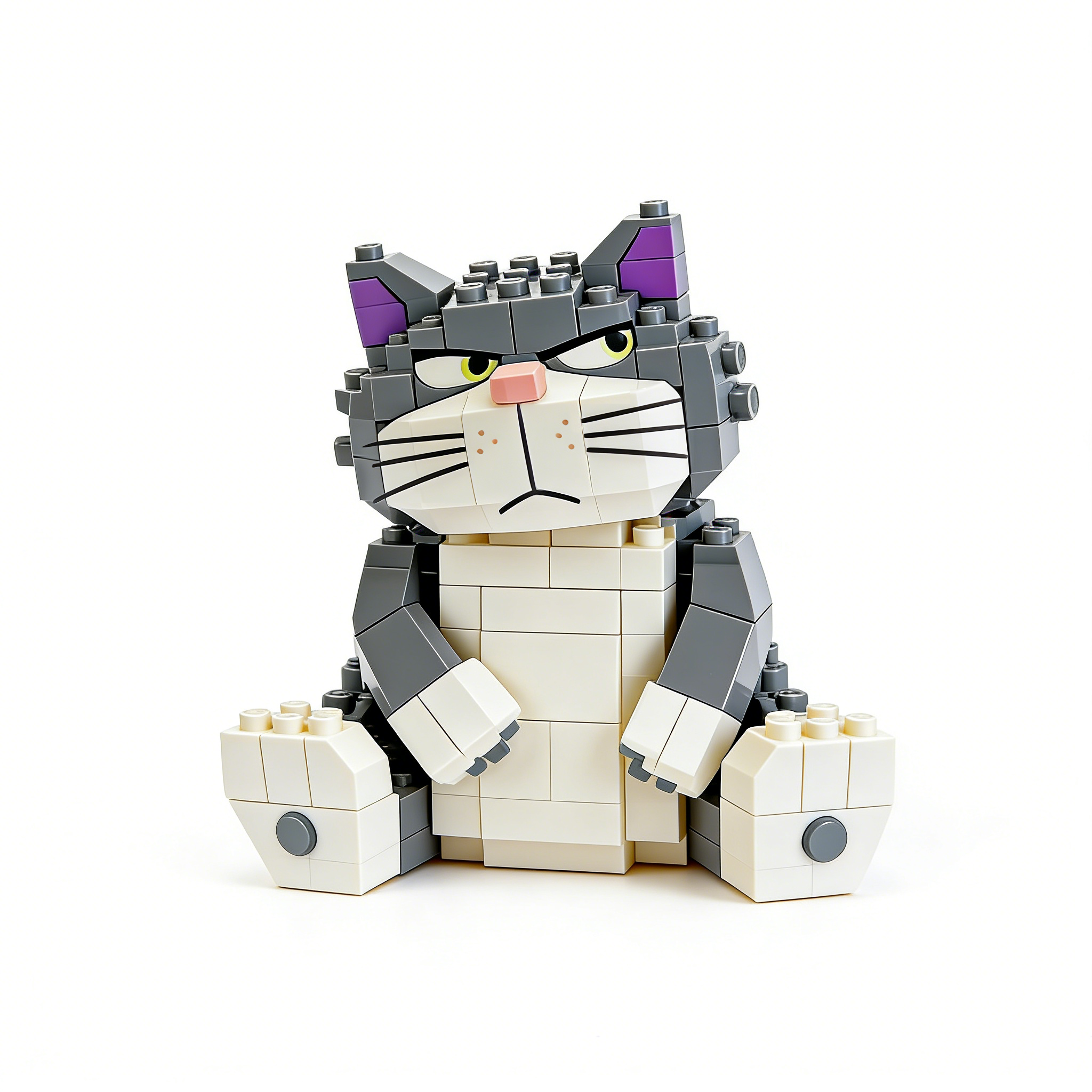 Grumpy Desk Cat – Brick-Built Companion😾