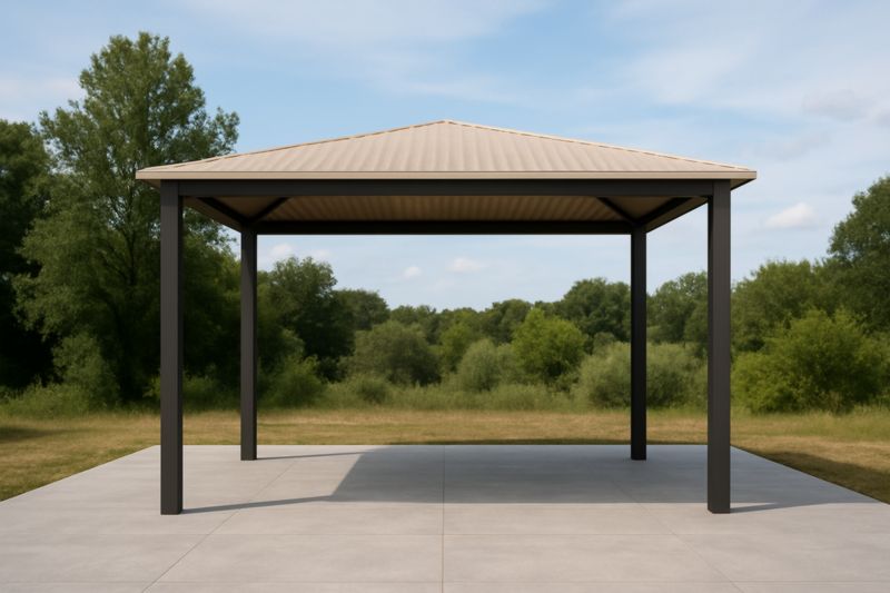 Pavillon de jardin en aluminium avec toit en acier 3m x 3m×2.8m Marron/Noir