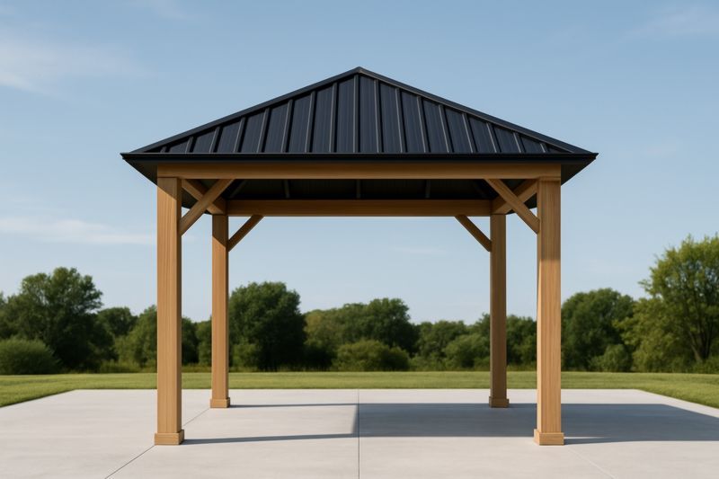 Pavillon d'extérieur en bois et métal 300x300x280 cm