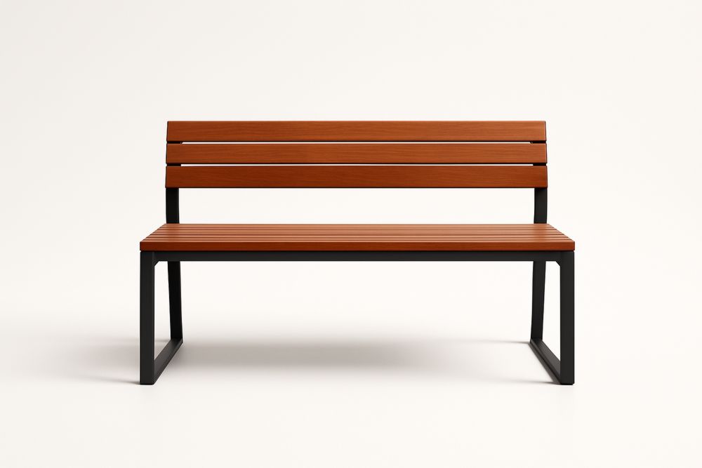 Banc en acacia avec structure en acier, couleur marron/noir