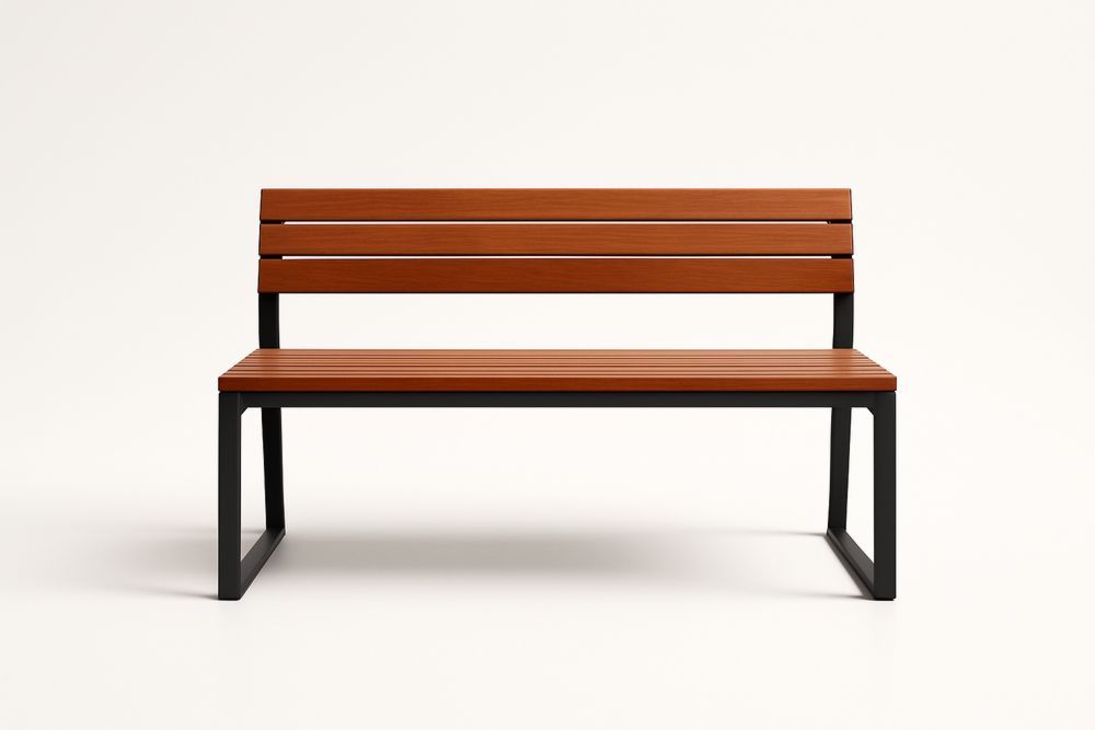 Banc en acacia avec structure en acier, couleur marron/noir