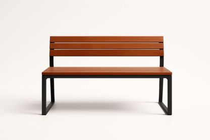 Banc en acacia avec structure en acier, couleur marron/noir