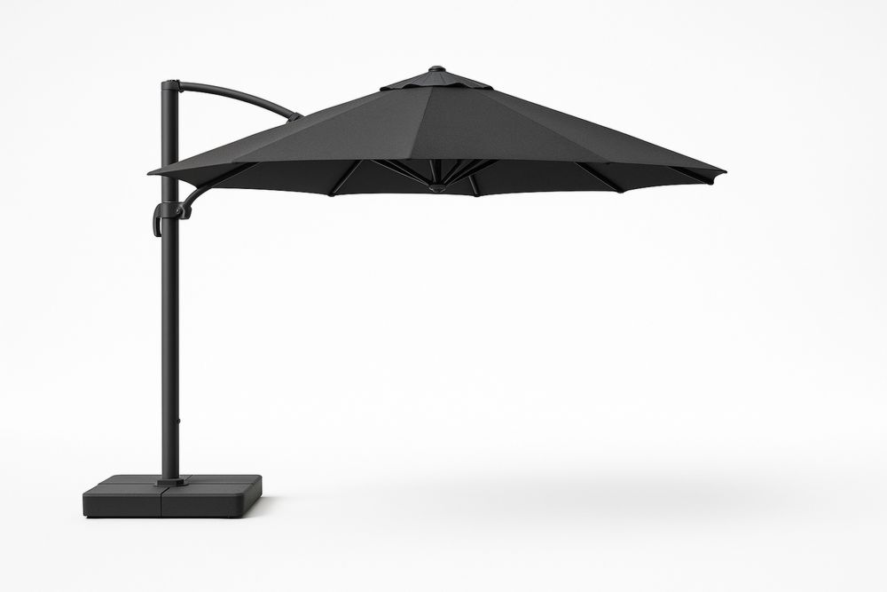 Parasol Suspendu en Aluminium et Polyester Noir