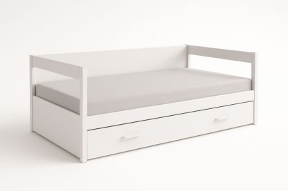 Lit banquette en bois avec tiroir de rangement blanc