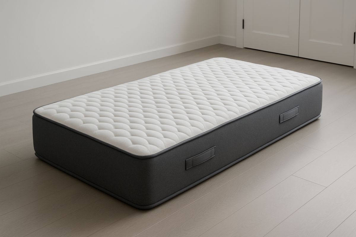 Matelas en mousse blanc et gris avec housse amovible