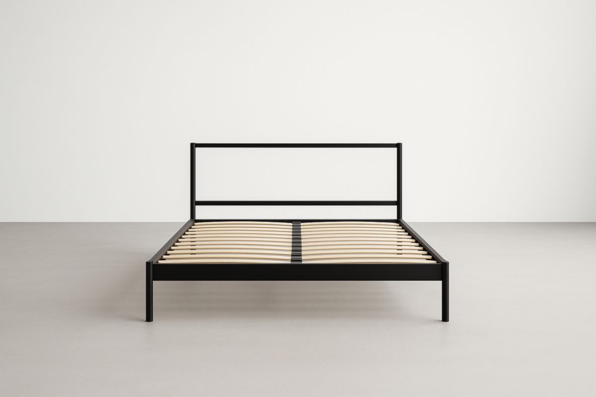 Cadre de lit en métal noir 200x140 cm