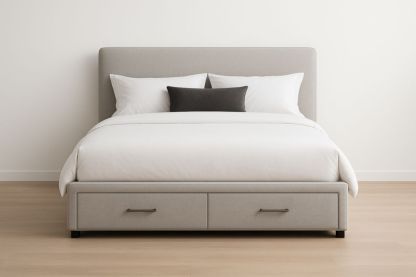 Lit en Tissu avec Rangement Gris 150x200 cm