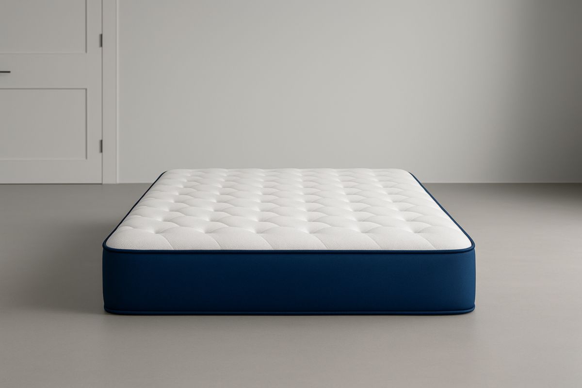 Matelas en mousse à mémoire 160x200 cm Blanc/Bleu
