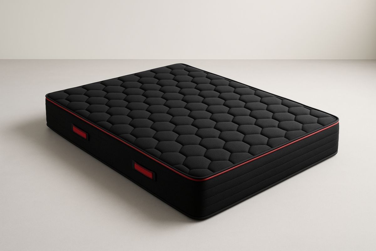 Matelas en mousse polyester noir et rouge 200x160x25 cm