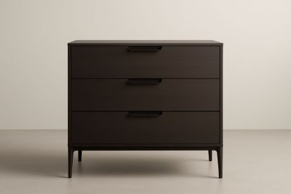 Commode en Bois Foncé 3 Tiroirs 80x60x90 cm