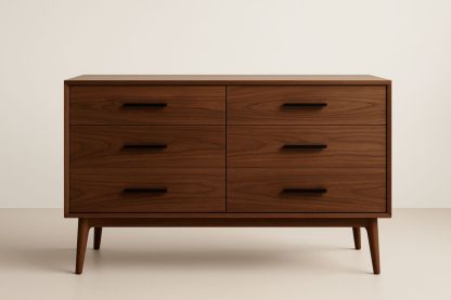 Commode en bois noyer avec 6 tiroirs