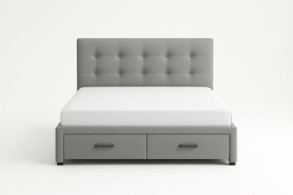 Lit double gris en tissu avec tiroirs 140x200 cm