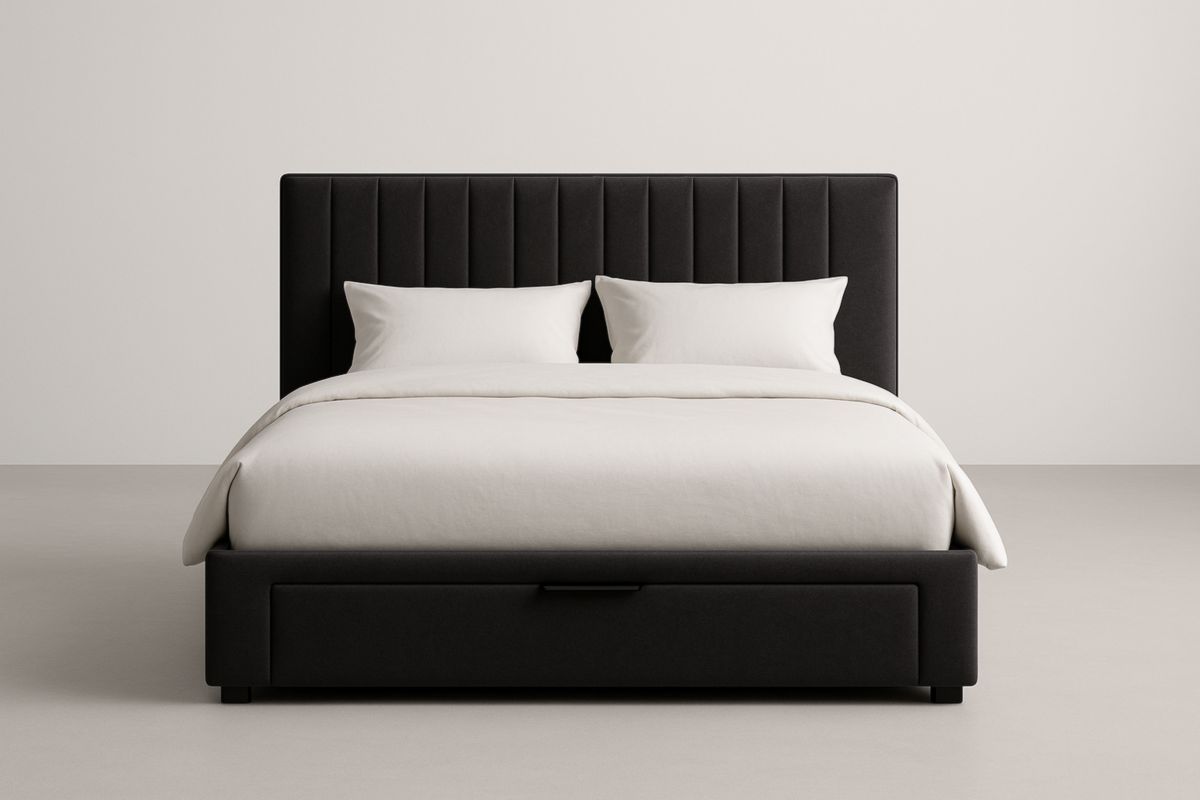 Letto Matrimoniale Nero con Cassetto
