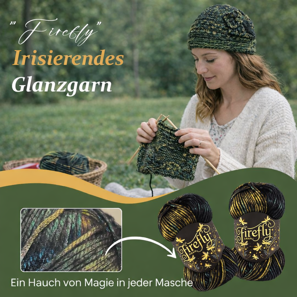 🧶Aran Wool ‘Firefly’ Iridescent Shimmer Yarn: A Touch of Magic in Every Stitch💫