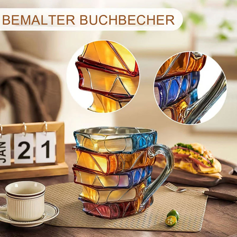 Buchbecher aus bemaltem Glas