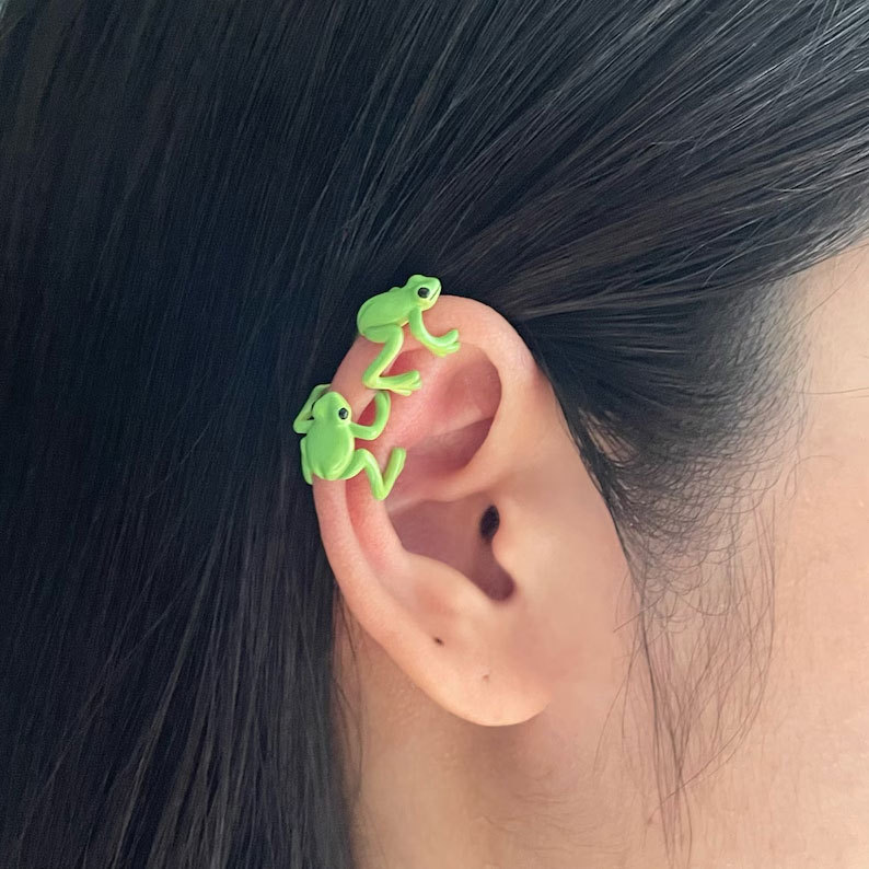 Green Frog Ear Cuff