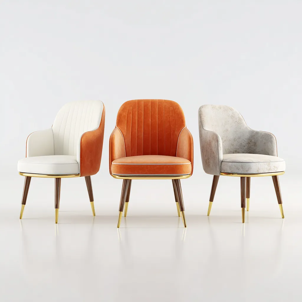 Chaise de salle à manger tissu 54x57x82 cm blanc - orange - gris clair moderne - adaptée pour salle à manger-Roomuna