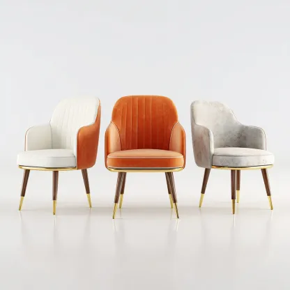 Chaise de salle à manger tissu 54x57x82 cm blanc - orange - gris clair moderne - adaptée pour salle à manger-Roomuna