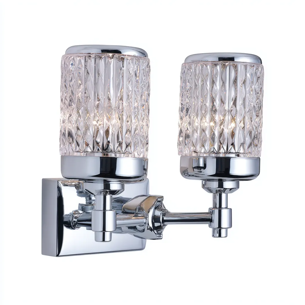 Applique murale verre - métal 27x15x22 cm - transparent - argent - design moderne - adaptée à l'intérieur-Roomuna