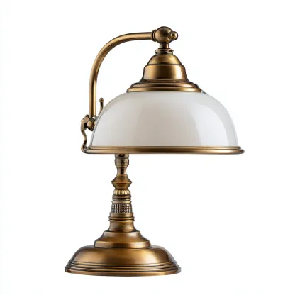 Lampe de table - métal - verre - 26x26x42 cm - laiton - blanc - pour salon - design classique-Roomuna