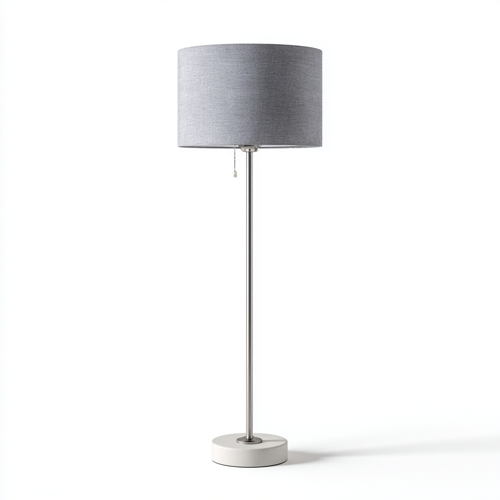 Lampadaire métal et tissu 40x30x160 cm - gris - argent - pour salon - design moderne-Roomuna
