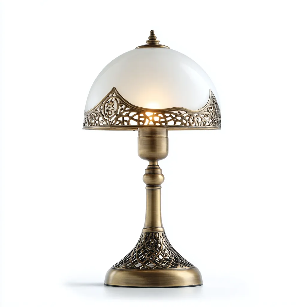 Lampe de table - métal - verre - 24x24x40 cm - laiton - blanc - pour salon - design classique-Roomuna
