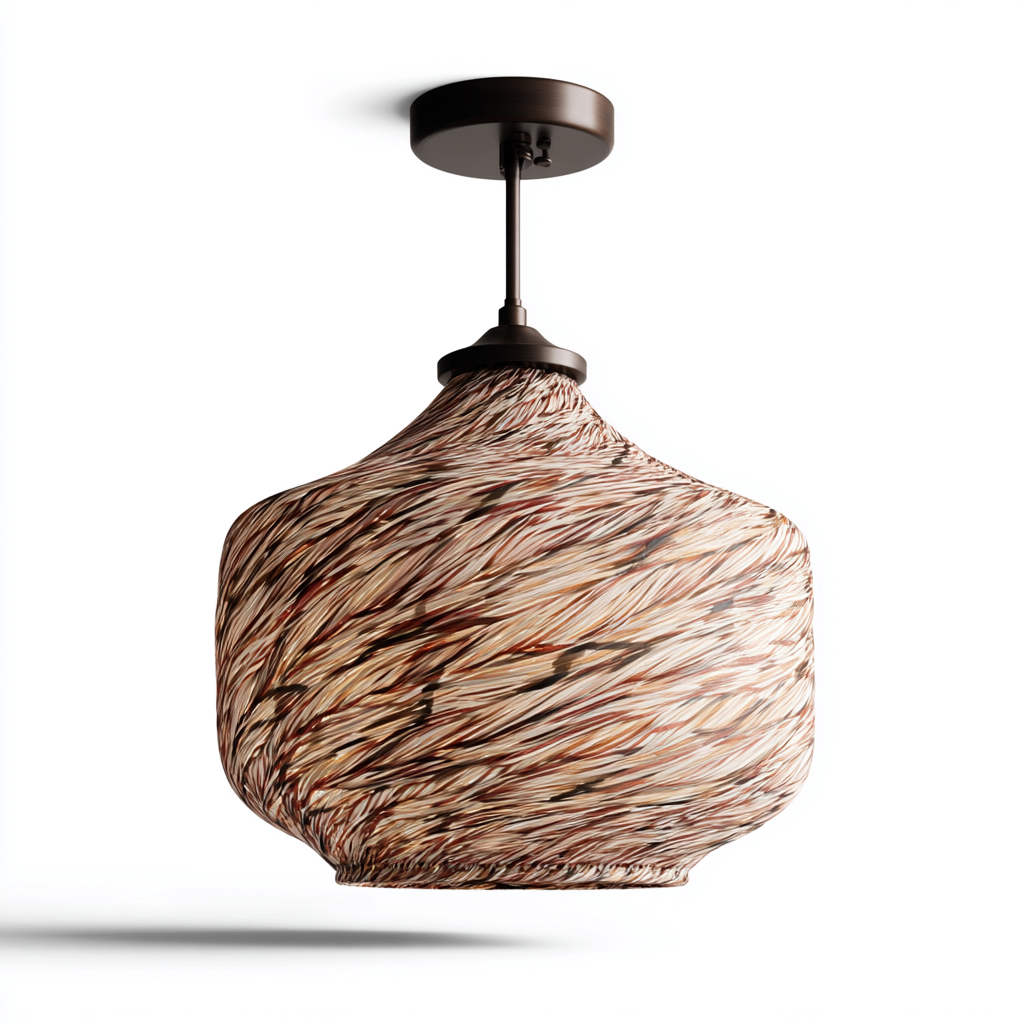 Plafonnier verre décoratif 25x25x35 cm - brun - beige - pour intérieur - design artistique-Roomuna